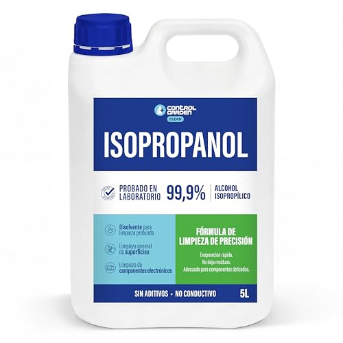 CONTROL GARDEN Isopropylalkohol 99,9 % 5 L | Reiner Isopropanol für professionelle Reinigung von Elektronik, Optik und empfindlichen Oberflächen | Rückstandsfreier Glasreiniger