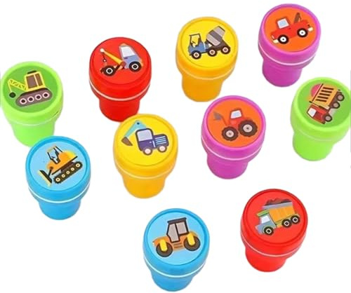 10 Stück Baufahrzeug-Stempel für Kinder, pädagogisches Stempelwerkzeug für Kinder, Kunst, Handwerk, Klassenzimmer, Belohnung und Notizbuch, Tagebuch, Hausaufgaben, Anreiz Stempel