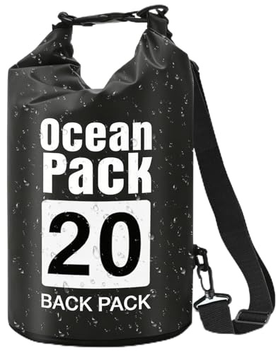 XUNIVERS Dry Bag Sac à Dos étanche avec Double bandoulière 20L,Etui Pochette Imperméable Sangle Longues Bretelles Réglables,Sac à Dos pour Natation,Kayak,Bateau,pêche,Voyage,Cyclisme,Plage