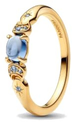 Disney Aladdin Jasmine 14k Gold-Plated Ring with ICY Blue Crystal and Moonlight Blue Crystal