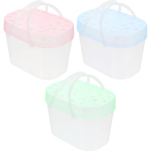 SHINEOFI 3 Cajas Portátiles de Plástico para Transporte de Pequeños Animales y Ardillas Asa Cómoda y Ventilación Adecuado para Viajes y Paseos Color Aleatorio