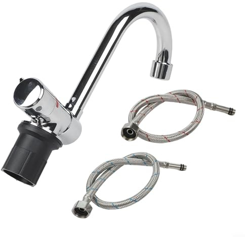 Klappbare Armatur für wohnwagen Messing Verchromt Heiß Kalt Wasserhahn 180° Neigbar 360° Schwenkbar Boot Küche Platzsparend