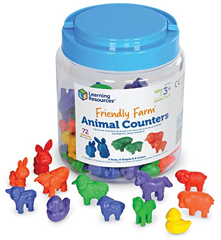 Learning Resources Figurine a forma di animali della fattoria Friendly Farm (set da 72)