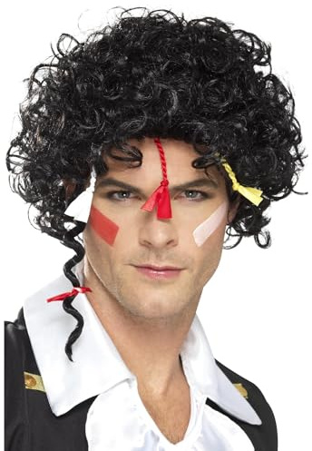 Smiffys 80s New Romantic Wig, Black , 1980's Fancy Dress, 1980s Dress Up Wigs Halloween