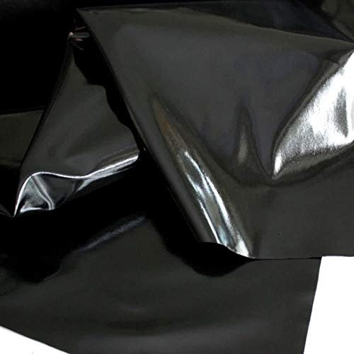 TOLKO Wetlook Lackleder mit Latex-Glanz für Kleid Rock Hose Dessous | zum Nähen Basteln Dekorieren | weich elastische Meterware | 140cm breit (Schwarz)