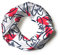 TigerTie Loop Schal in rot weissgrau dunkelblau gemustert mit Schriftzug Love und Herzmotive - Gr. 160 x 100 cm