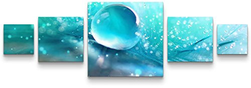 Paul Sinus Art Leinwandbilder | Bilder Leinwand 160x50cm Wassertropfen auf blauem Hintergrund