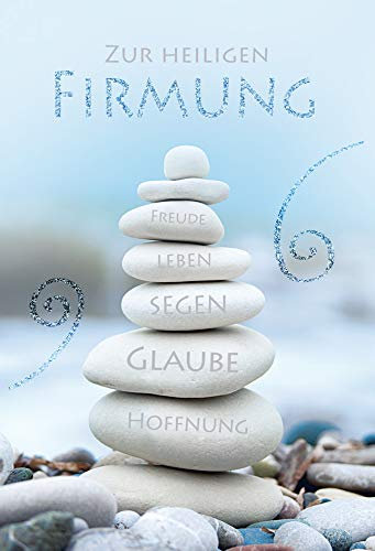 Firmungskarte mit Glimmer | Karte zur Firmung | Karte ohne Innentext | DIN B6 | Klappkarte inkl. Umschlag | Motiv: Steine