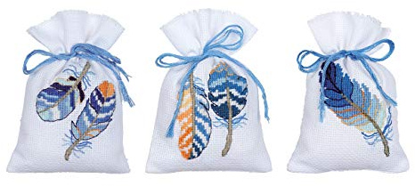 Bag Kit Blue Feathers Set of 3
