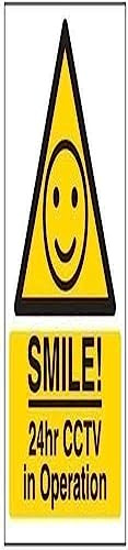 V Safety Smile! 24Hr CCTV In Operation Sign - 150mm x 200mm - 1mm Rigid Plastic
