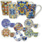 NAMAI Set 6 Tazzine Caffe Particolari con Piattino - In Porcellana - Adatto Alla Lavastoviglie e Microonde - Set tazzine Caffè con Piattino - Tazzine Caffe con Piattino (Tazzine Caffè + Mug)
