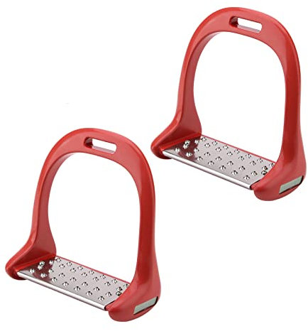 Zerodis Aluminium Steigbügel, Bunte rutschfeste Reitbügel Rostschutz Leichter Reitbügel mit Lackierung(rot)