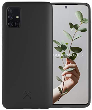 Woodcessories - Antibakterielle Handyhülle kompatibel mit Samsung A51 Hülle schwarz - Antibakteriell, plastikfrei