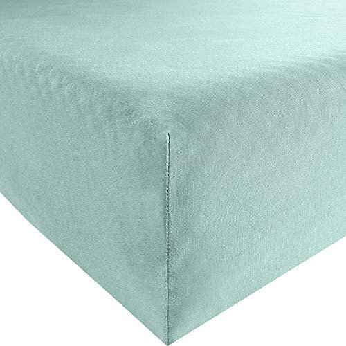 Erwin Müller Spannbettlaken, Spannbetttuch Interlock Mako-Jersey - Serie München - perfekte Passform, bügelfrei, mit Rundumgummi - Mint Größe 90x190 cm - 100x200 cm