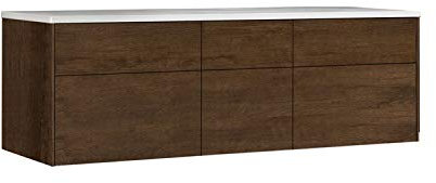 StoneArt Badmöbel Set Mineralguss Waschbecken Waschschale Aufsatzwaschbecken und Unterschrank Waschtisch Einzel- oder Doppelwaschbecken Venice VE-1610pro Eiche dunkel 160cm