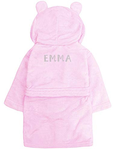Varsany Accappatoio personalizzato per baby shower, regalo per neonati, vestaglia per bambino e bambina, colore rosa/blu/grigio, regalo con orecchie di orsacchiotto ricamate con strass, 0-24 mesi,