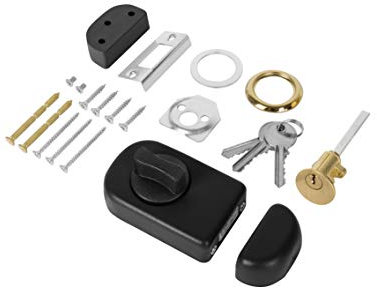 ADGO Ergo Cerradura De Puerta De Superficie, Adicional Con Botón, Inserto Redondo Y 3 Llaves, Mecanismo De Acero, 4 Colores, Cilindro Exterior, Cerradura De Caja (50 mm, Negro)