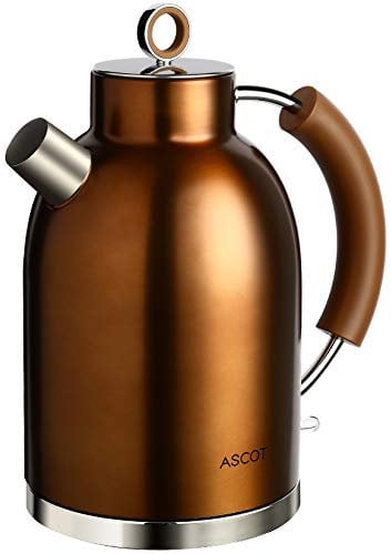 ASCOT Stainless Steel Filter Kettles Tea Heater & Hot Water Boiler, 1.6L, 3000W, BPA-Free, Automatic Shutoff, Boil-Dry Protection Kettle (Copper)