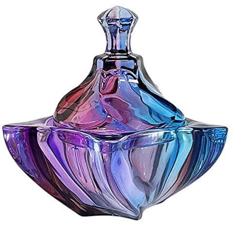 CHOOLD Luxuriöses, buntes Kristall-Bonbonglas mit Deckel, klares Glas, Apothekerglas, Hochzeit, Süßigkeiten, Buffet, Lebensmittel, ca. 400 ml
