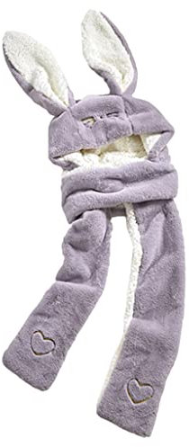 follwer0 Warme Kaninchenohren Mütze Plüsch Hasenohren Hut Tier Hut Schal Fäustling Set Winter Winddicht Niedliche Tier Klappe Mütze für Frauen Mädchen