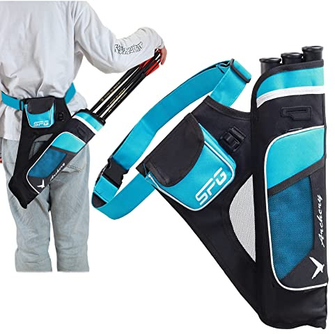 SOPOGER 3/4 Tube Archery Hip Quiver for Arrows Bow Belt Waist Hanged Quiver Fit for Compound Bow and Recurve Bow Target Archery (Blue(3 Tube))