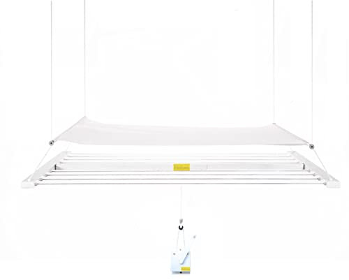 Höllsen Étendoir à linge en aluminium avec fixation au plafond, design parfait pour buanderie