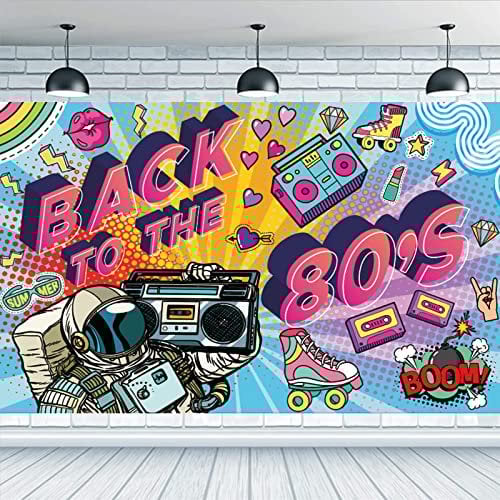 Zurück in die 80er Jahre Banner für Disco Party Dekoration - Geburtstagsparty Foto Hintergrund, Bunte Wand Poster Deko, 180x110cm