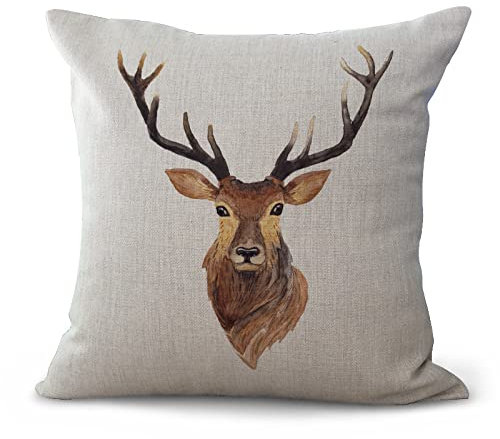 Kissenbezug 60x60 Tier Hirsch - Sanft Baumwolle und Leinen Mit Reißverschluss - Dauerhaft Knitterfreie Starke Atmungsaktivität - 1 Stück