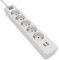 Philips SPN3052WA/10 - Regleta de 5 Enchufes Schuko, Enchufe Múltiple, 2 puertos USB, Ladrón Alargador, Protección Infantil Sobretensión, Interruptor Encendido/Apagado, Cable 1,5 Metros - Color Blanco