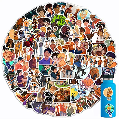 104pcs Percy Jackson Stickers Catoon Boy Vinyl Waterproof Decals for Laptop,Guitar,Bumper,Skateboard,Phone,Car,Gifts for Adults/Kids/Teens(A+B)