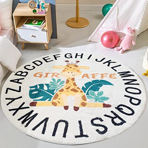 LIULA ABC Giraffe Kinderteppich für Spielzimmer, 1,2 m, waschbar, farbenfroher Teppich für Kinderzimmer, ultraweicher, rutschfester Teppich, Innenmatte für Klassenzimmer, Schlafzimmer, Wohnzimmer