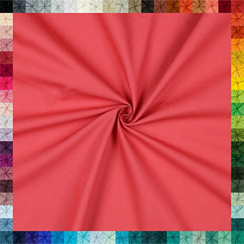 VmG-Store Baumwollstoff Uni 100% Baumwolle Oeko-Tex Meterware ab 50cm über 70 Farben zur Auswahl (087 I Dunkel Koralle, 50 x 148cm)