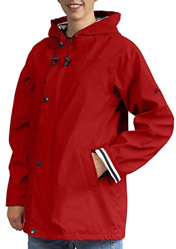 Breizh Ocean - Ciré Armor femme, manteau imperméable mixte, doublure à rayures de style marinière - du XS au 4XL (Rouge).