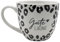 Dekohelden24 Maxi-XXL Kaffeebecher/Tasse aus Porzellan, schwarz-weiß Muster, Motiv: Gute Laune, Größe H/Ø: 9,2 x 10,5 cm, Fassungsvermögen 400 ml, Spülmaschinengeeignet, Leo-Print, 9,2 cm