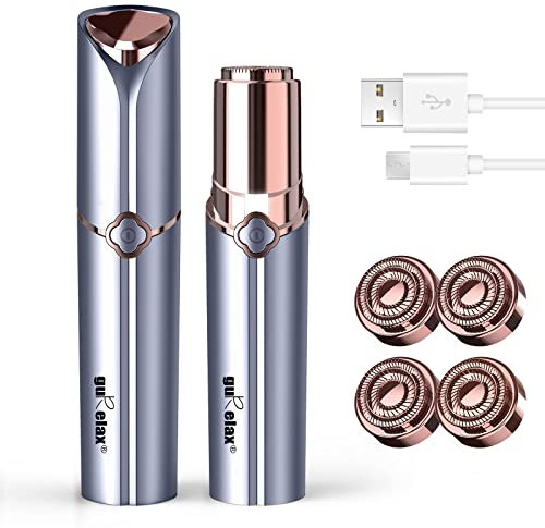 gurelax Hair Removal Device(2023)-Facial for , Remover, Painless Facial -Face Shavers Chin Upper Lip Peach Fuzz-Included 4 x Replacement Heads, Blue Remover(with Heads)