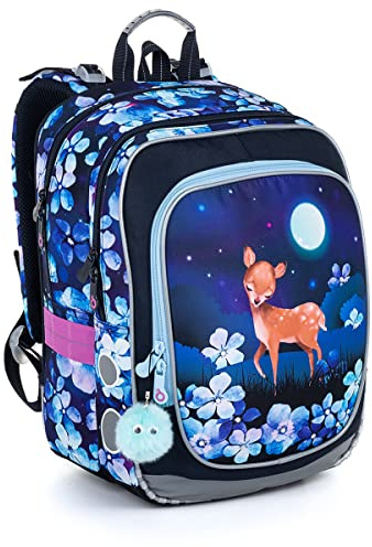 TOPGAL Schulrucksack für Mädchen ab 1. Klasse, ergonomisch & leicht, wasserabweisend, mit reflektierenden Elementen, 21 L Schulranzen mit Brustgurt & Rückenpolsterung (Ricke)