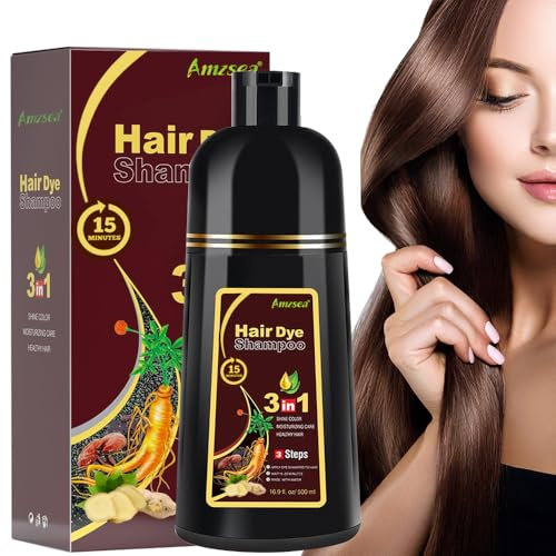 Shampoo istantaneo per capelli neri Shampoo colorante per capelli grigi,Shampoo colorante naturale per capelli neri 3 in 1 per uomini e donne(Chestnut)