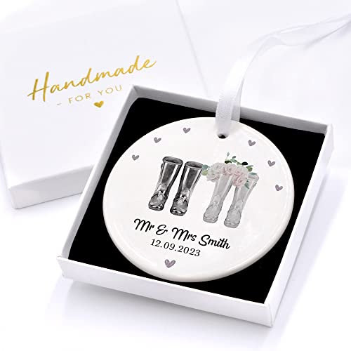 Beecreative Personalised Mr & Mrs Wedding Gift - 20th China Anniversary - 9th Pottery Anniversary - Pottery Clay Anniversary Gift - With Gift Box