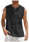 Azruma Herren Tank Top Sommer T Shirt Weiß Herren T-Shirt Herren SprüChe Sommer Einfarbig Baumwolle Leinen Strand ÄRmelloses Hemd Mit SchnüRung Und Brusttasche Gym Top (Schwarz, 4XL)
