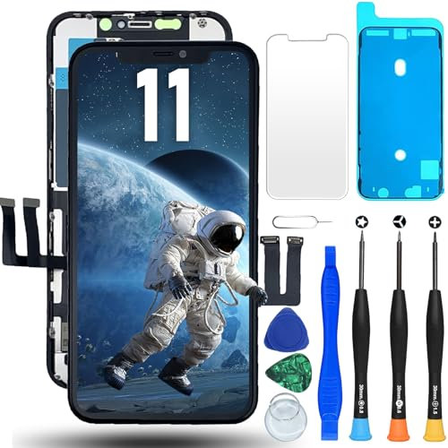DIGI4U Reemplazo de pantalla para iPhone 11, montaje digitalizador de pantalla extraíble IC de 6.1 pulgadas, con kit de reparación utilizado para reemplazar la pantalla dañada para iPhone 11 LCD