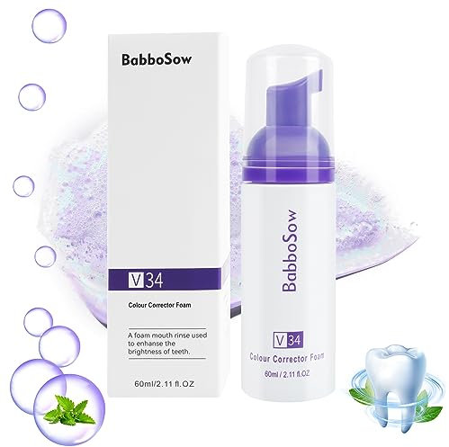 ACWOO Lila Zahnpasta Aufhellung, Zahnaufhellung Schaum für Sensibilvie Zähne, Gelb Fleckenentfernung (Mousse)