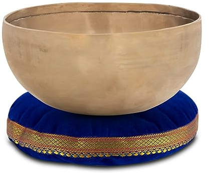 XDrum Therapeutic Klangschale Ton F / 1400 g Kissen Set, Gestimmt auf Ton F | Handgehämmerte Klangschale für Herzchakra (Anahata), Harmonisiert die Energie und unterstützt Blockadenlösung, Farbe: gold
