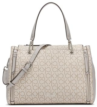 Calvin Klein Damen Bubble Lamb Organization Reyna Novelty Satchel, Vanille/Khaki/Taube