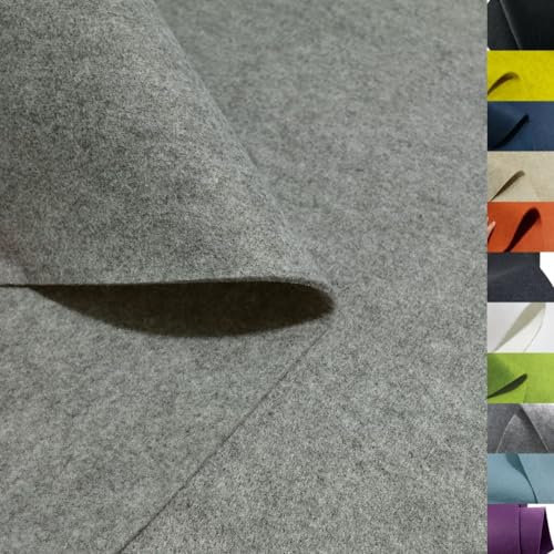 TOLKO 1m Bastelfilz Stabiler Filzstoff Meterware | 5 mm dick | Filzmatte Untersetzer Dekofilz Taschenfilz zum Nähen und Basteln | 100 cm breit | Nadelfilz Filz Meterware (Grau)