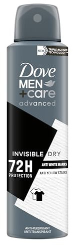 Dove Dove Men + Care Invisible Dry Spray Advanced Care Deodorant für Herren, mit 1/4 Feuchtigkeitscreme, feuchtigkeitsspendende und fleckenabweisende Formel, Schutz bis zu 72 Stunden, 150 ml