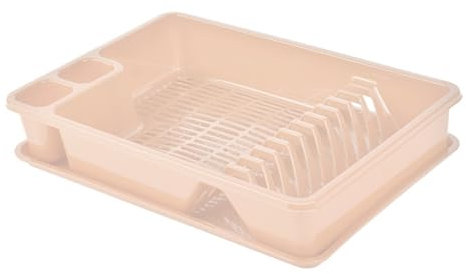 Engelland Abtropfgestell, Abtropfgitter, Farbe: Apricot, Geschirrständer, Küche, Abtropfschale, Geschirrkorb, Abtropfkorb, aus Kunststoff, für bis zu 11 Teller, L 42 x B 32,5 x H 8,5 cm