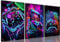BGFCE 3pcs Neon Gaming Posters Wall Art Canvas Print for Room Decor - Console Painting Picture for Children, Youth, Boys Bedroom - Teen Wall Decor Unframed 12x16x3
