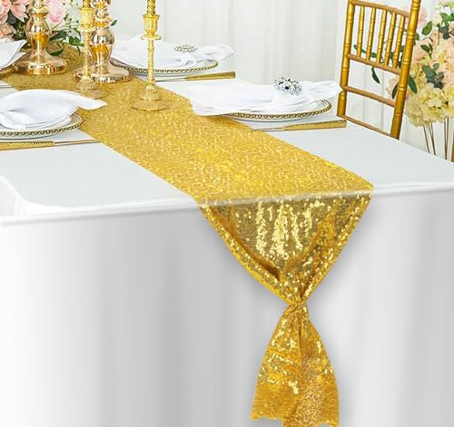 Anstore 2 Stück Tischläufer Pailletten Tischdecken, Tischband Gold Tischläufer Modern, Tischfahne Dekoration Für Party Hochzeit Geburtstag Baby Duschen 30*180cm