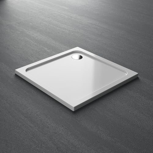 LUXESPIRE Duschwanne Ohne Ablafgarnitur 100x100cm flache weiß Duschtasse aus langlebigem Sanitäracryl