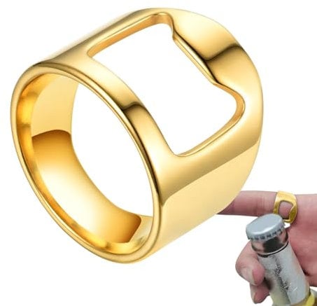 Bartender Bottle Opener Ring, Ring Bottle Opener, Titanium Steel Bartender Ring, Stylish Titanium Steel Bartender Ring, Creative Portable Beer Bottle Opener for Bartender